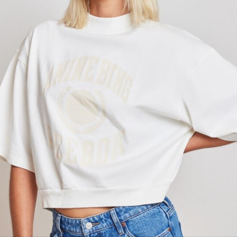 Reebok x Anine Bing Heavy Cotton Boxy-fit Chalk Off-white T-shirt M